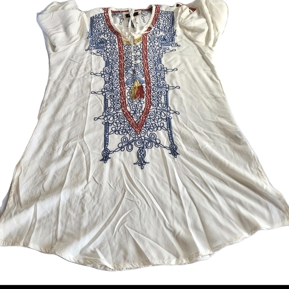 Johnny Was Biya Women's Cossima Embroidered Ivory Bohemian Tunic Blouse  Medium - Picture 5 of 16